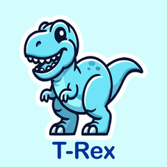 T Rex Flat cute dino cartoon vector Illustration 1.eps