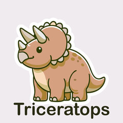 Triceratops Flat cute dino cartoon vector Illustration 4.eps