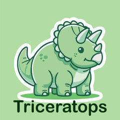 Triceratops Flat cute dino cartoon vector Illustration 5.eps