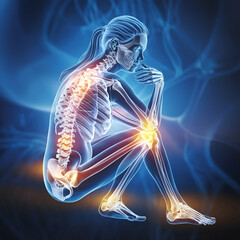 x-ray  of joint bones anatomy of young woman's body