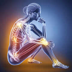 x-ray  of joint bones anatomy of young woman's body 