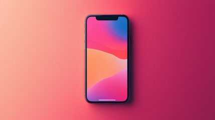 copy space smartphone template on a pastel color gradient background