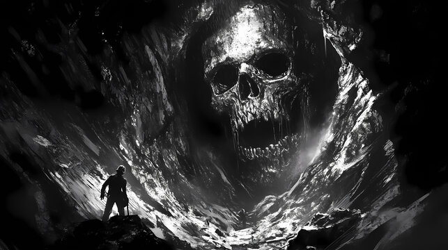 The presence of the phantom miner is palpable as if he is still hard at work forever toiling in the depths of the abandoned mine. Phantom. Illustration