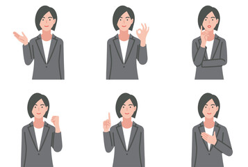 スーツを着た女性のイラストセット