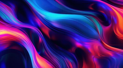 Obraz premium Abstract Vibrant Swirling Neon Color Waves Design