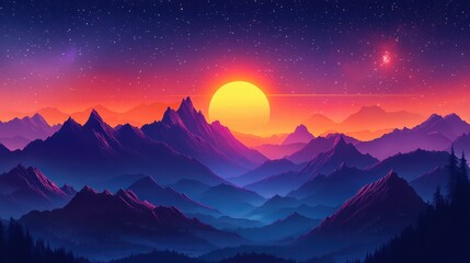 Obraz premium Northern Lights Dance over Mountain Peaks Starry Sky Nature Scene Nighttime Awe-Inspiring Concept