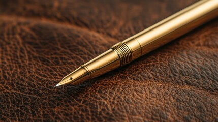 Writing with Elegance Luxury Pen on Leather Surface Product Photography Studio Close-Up Premium Quality
