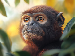 Allen's Swamp Monkey Close up, Tropical Monkey, African Wildlife Image
