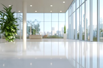 Fototapeta premium Blur focus of White open space office interior can be used as background 