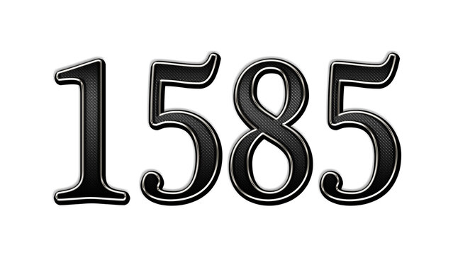 black metal 3d design of number 1585 on white background.
