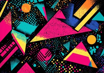 Abstract digital art piece black background It made Retro 1980s or 90s trendy