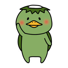 手をあげる河童