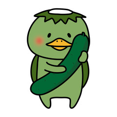 きゅうりを大事に持つ河童