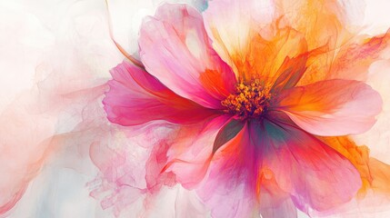Obraz premium A stunning abstract digital art design of a pink and orange flower, with vibrant colors and soft gradients, creating a soothing and artistic effect