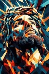 Obraz premium Digital art piece that appears to be portrait Abstract of Jesus Christ wearing