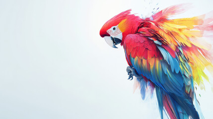 Obraz premium Vibrant and Colorful Parrot with Rainbow Feathers against a Light Background for Nature and Wildlife-themed Projects