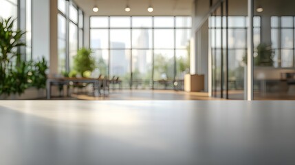  Blur focus of White open space office interior can be used as background 
