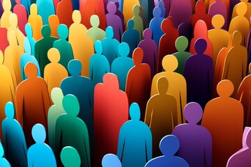 Obraz premium Group colorful paper cutouts people figures are arranged cut out of a large