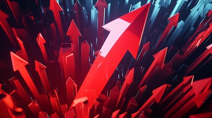 A red arrow is surrounded by many other red arrows