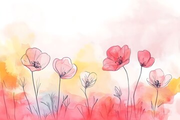 A Bouquet Of Vibrant Pink and Red Iceland Poppies Against A Bright Turquoise Background vector, plant, illustration, decoration, flower, blossom, botany, leaf, no people, ornate, springtime, floral 