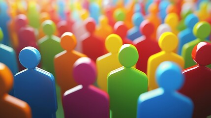 Obraz premium A group of people in a crowd with different colored heads