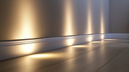 Soft Ambient Lighting Along Modern Wall with Wooden Floor