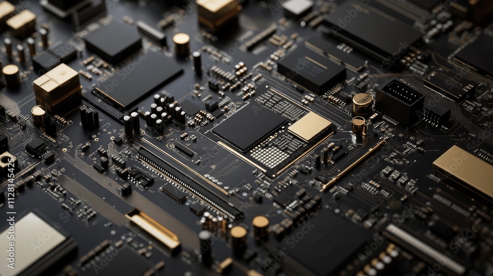 Poster electronic chip and mobile phone cpu parts with visible components, ideal for tech maintenance, repa