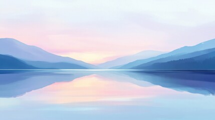 Fototapeta premium Serene Mountain Lake Sunset Reflection Landscape