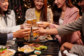 group of friends toasting with champagne