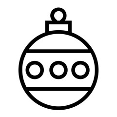 Bauble Icon, Christmas Ball Decoration Single Icon in Outline Style