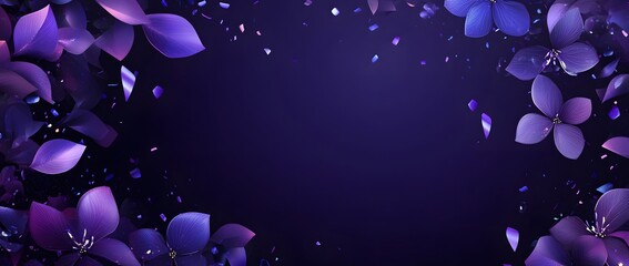 Blue and purple background with confetti and ribbons, a festive celebration banner for a party or...