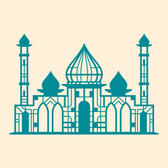 Mosque ornate with cubism and art deco style great for decoration greeting card and cutting sticker