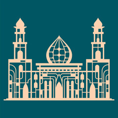 Mosque ornate with cubism and art deco style great for decoration greeting card and cutting sticker