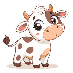 Cartoon Cow animal  Vector Illustration on White Background 