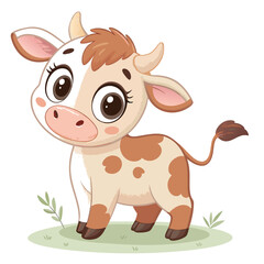 Fototapeta premium Cartoon Cow animal Vector Illustration on White Background 
