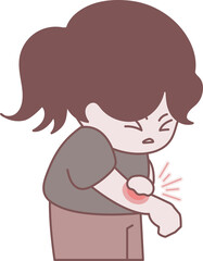 Itching, allergy, person scratching arm illustration