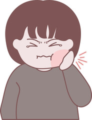 Toothache, person with toothache, wisdom tooth, person with swollen cheek illustration