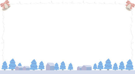 Christmas winter village landscape frame illustration