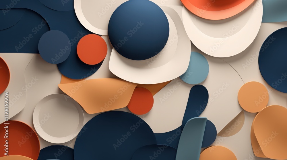 Poster abstract composition of overlapping circles and shapes