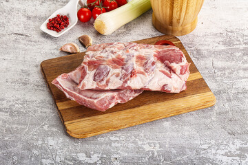 Raw pork ribs for barbecue