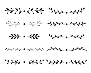 Hand Drawn Divider, Floral Borders Vector. Doodle dividers hand drawn line borders vector image Doodle Dividers Hand Drawn Line Borders Wedding Decoration Elements.