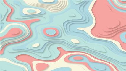 Background with elements of waves and abstract papercut texture vector. 3d soft color papercut topography relief.