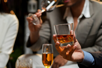 whiskey, for a friendly party in a bar or a restaurant.