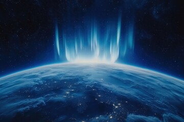 Fototapeta premium Earth from Space with Aurora Borealis