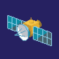 satellite pixel art, vector illustration on isolated background.