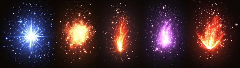 Naklejka premium Colorful Sparkler Set, Festive Firework Lights