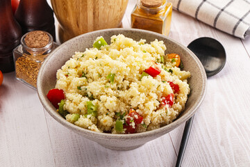 Vegan cuisine couscous with vegetables