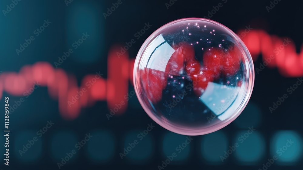 Poster floating bubble visualization abstract science concept digital environment close-up view technology 