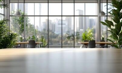 Fototapeta premium Blur focus of White open space office interior can be used as background 