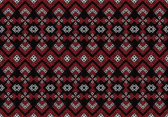 Seamless pixel and zigzag geometric pattern design.